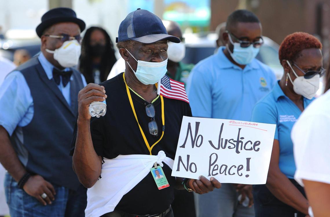 Jean Dieudonne joined fellow neighbors from North Miami in a peaceful rally for unity and equal justice outside of the City of North Miami Police Department June 10, 2020. The rally began at the City of North Miami Beach Police Dept. and then cars caravanned south to the City of North Miami Police Dept.
