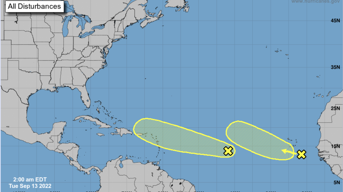 Forecasters are watching two disturbances in the Atlantic.