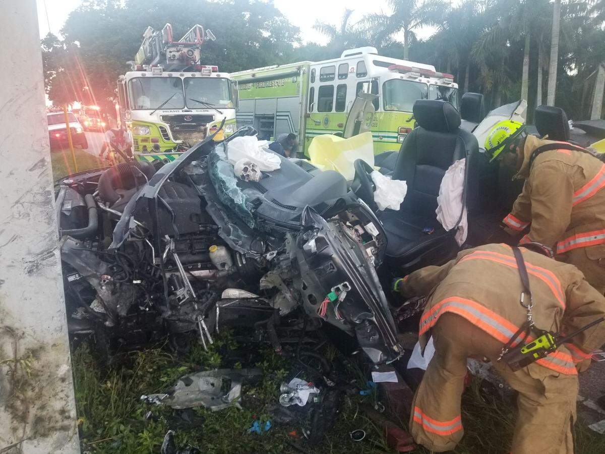 Miami-Dade Fire Rescue crews responded to a single vehicle crash Aug. 12, 2018 on Krome venue in South Dade. One person was seriously injured.