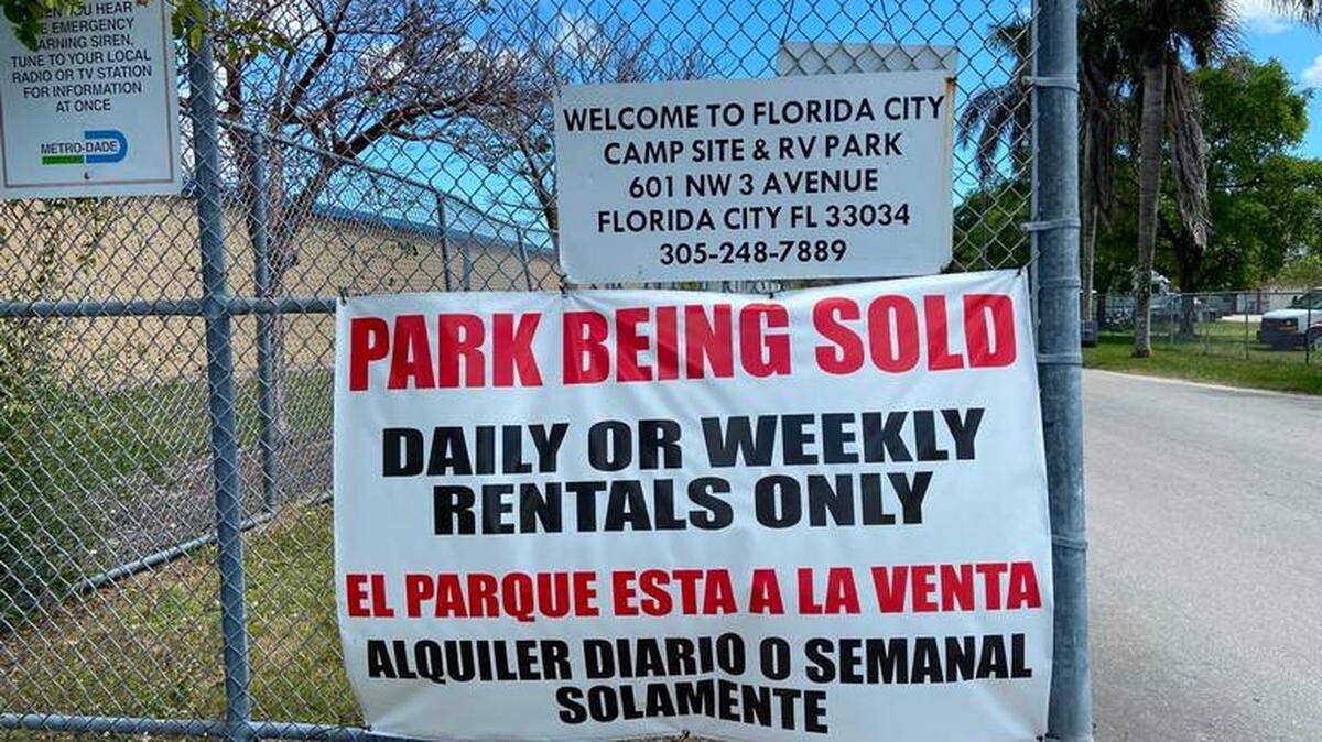 Florida City trailer park where residents have been told they must leave.