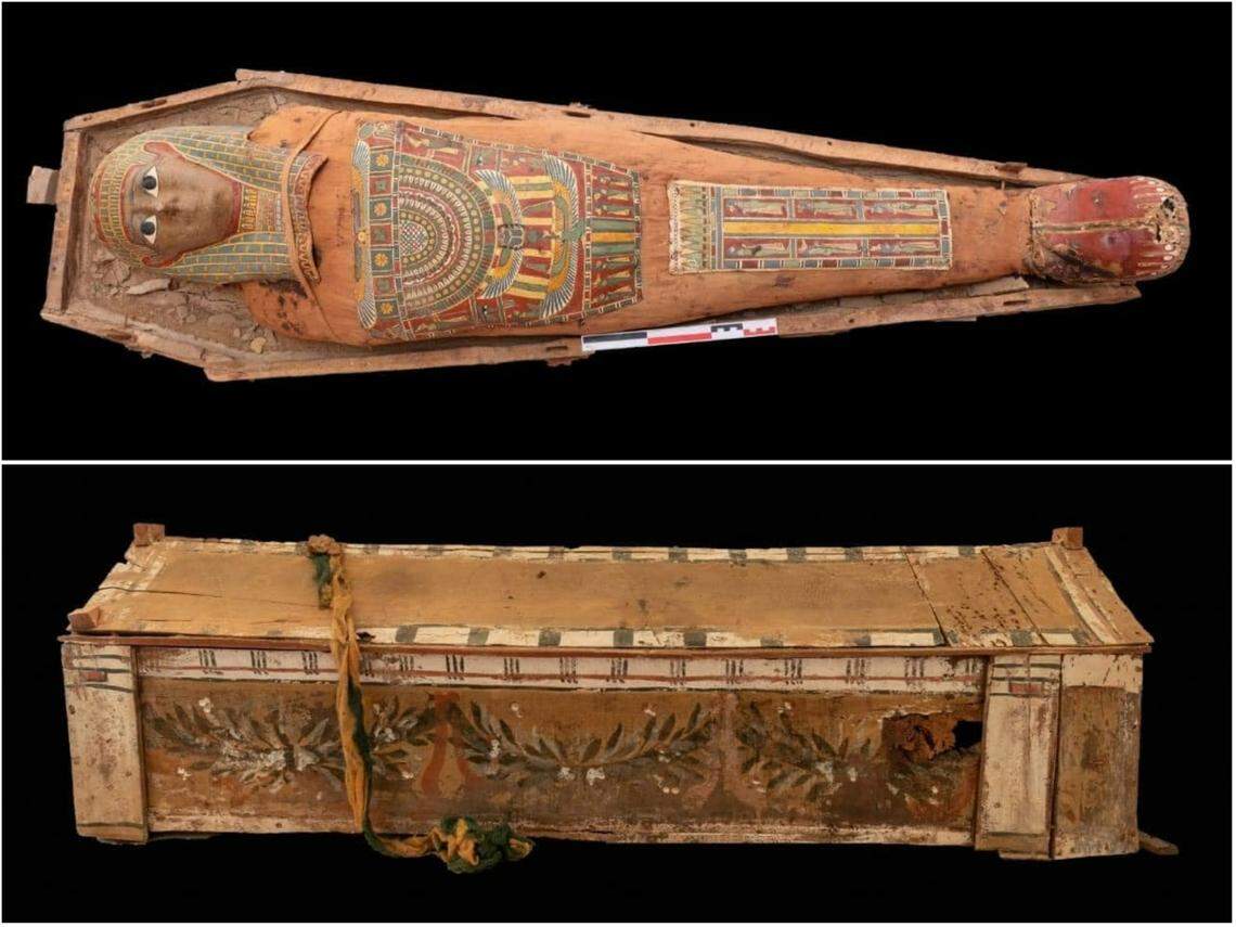 Coffins found at the funeral building.