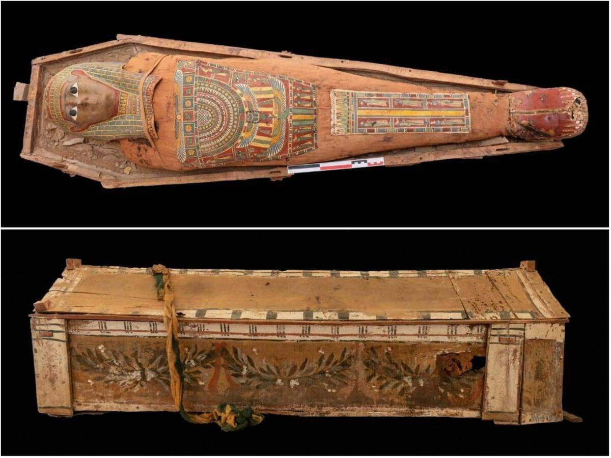 Coffins found at the funeral building.