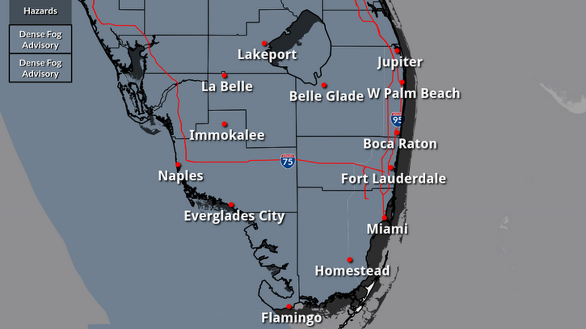 The National Weather Service in Miami has issued a dense fog advisory for all of South Florida.