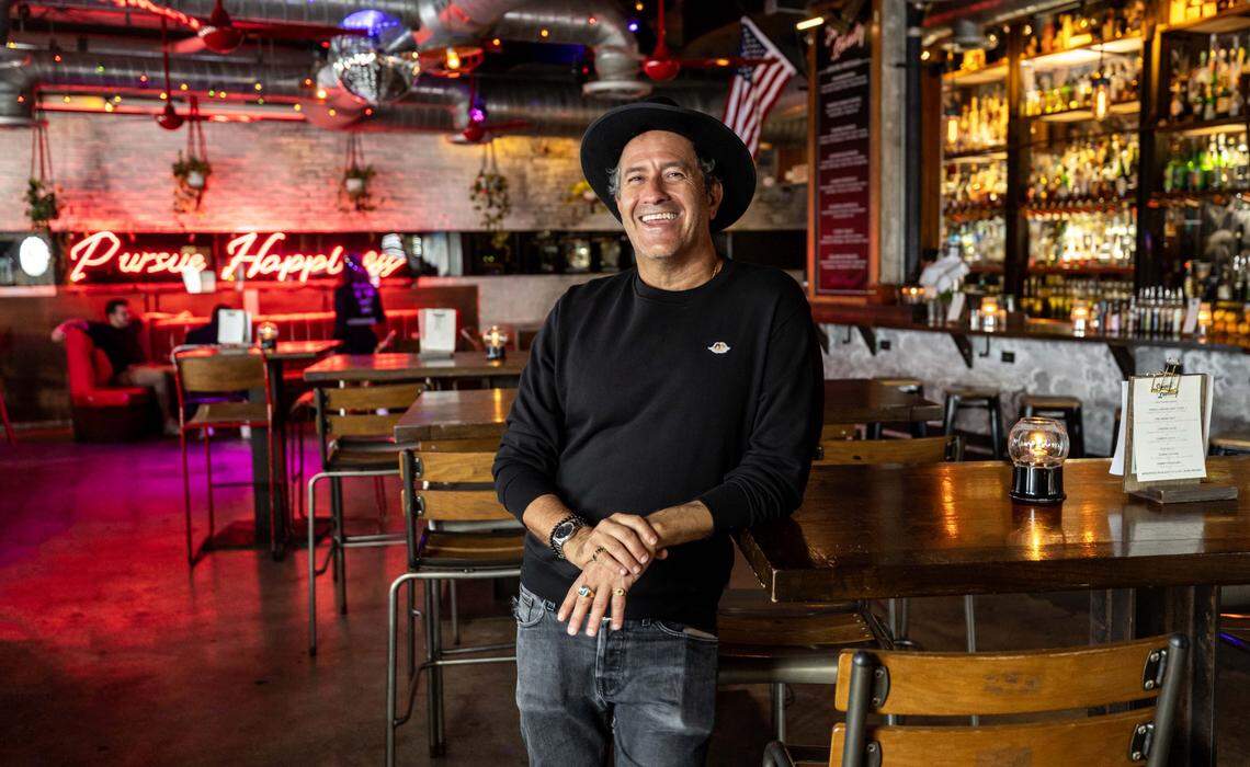 Co-owner Dan Binkiewicz strikes a pose at Sweet Liberty on Tuesday, October 8, 2025, in Miami Beach, Fla.