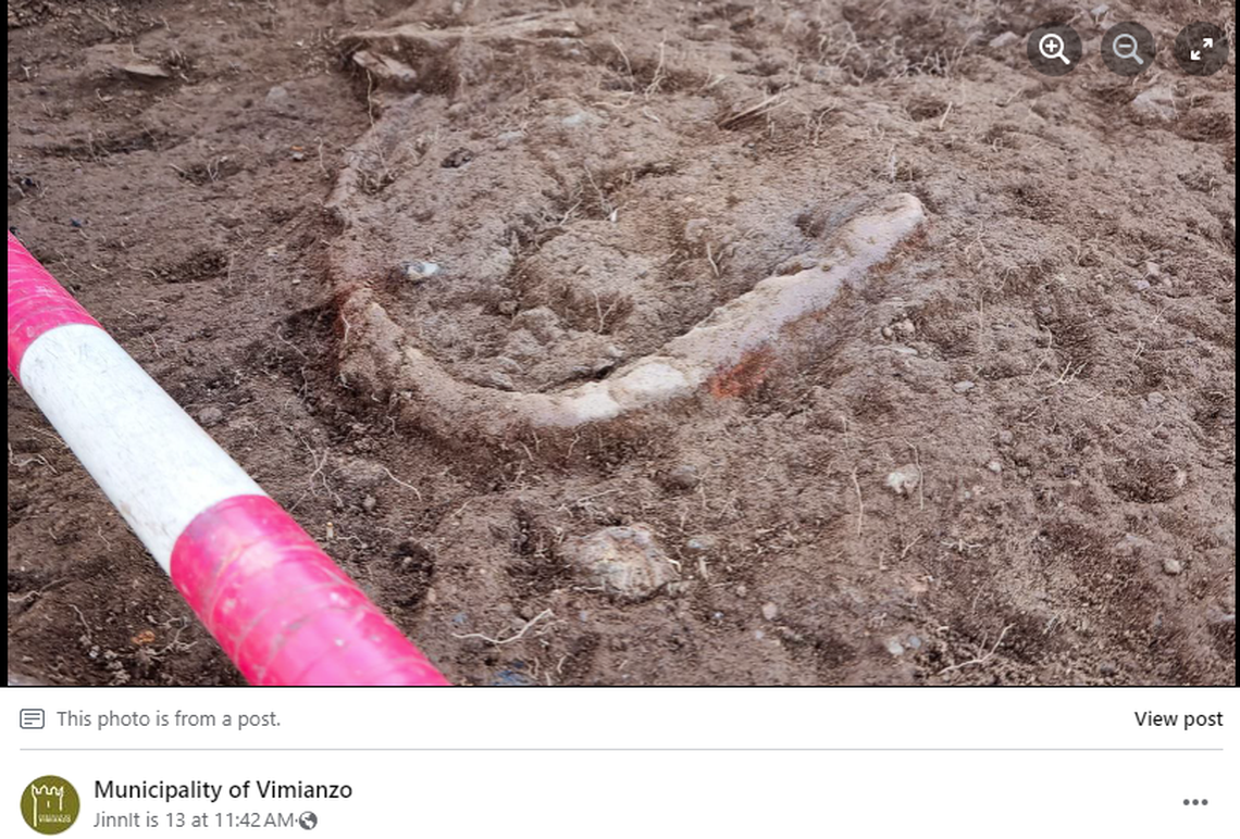 The wooden handle of the sickle had long degraded, but the metal curve was still in remarkably good condition, officials said.