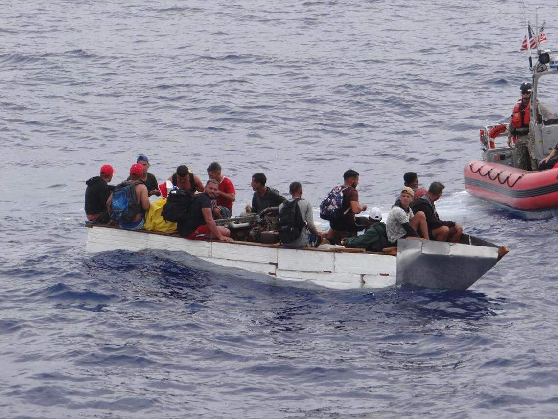 U.S. Coast Guard Cutter Margaret Norvell’s crew alerted Sector Key West watchstanders of a rustic vessel about 35 miles south of Key West, Florida on Monday, June 6, 2022. The people were repatriated to Cuba on June 14.