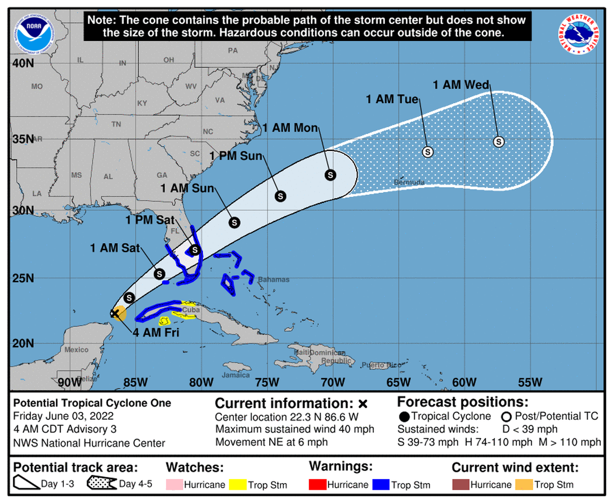 The National Hurricane Center issued a tropical storm warning in Florida and Cuba.
