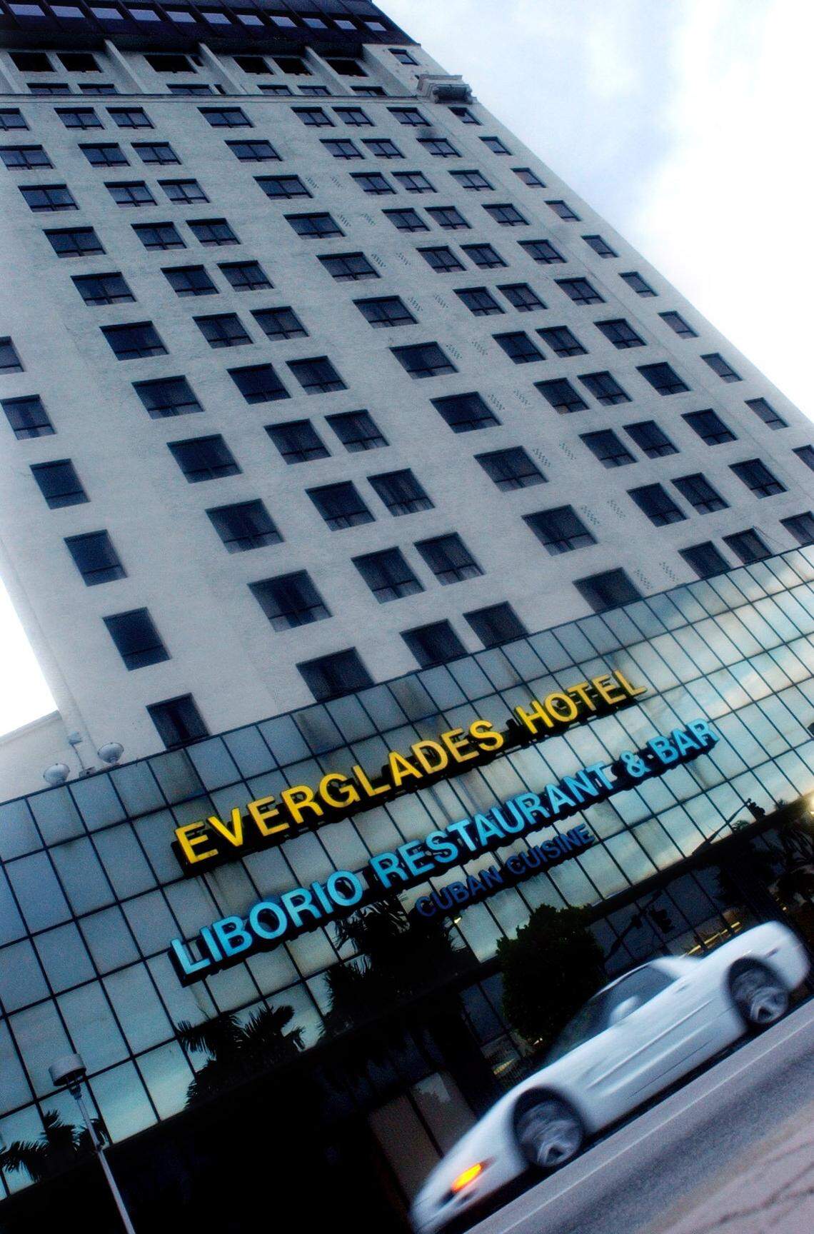 In 2002, the modern glass facade of the Everglades.