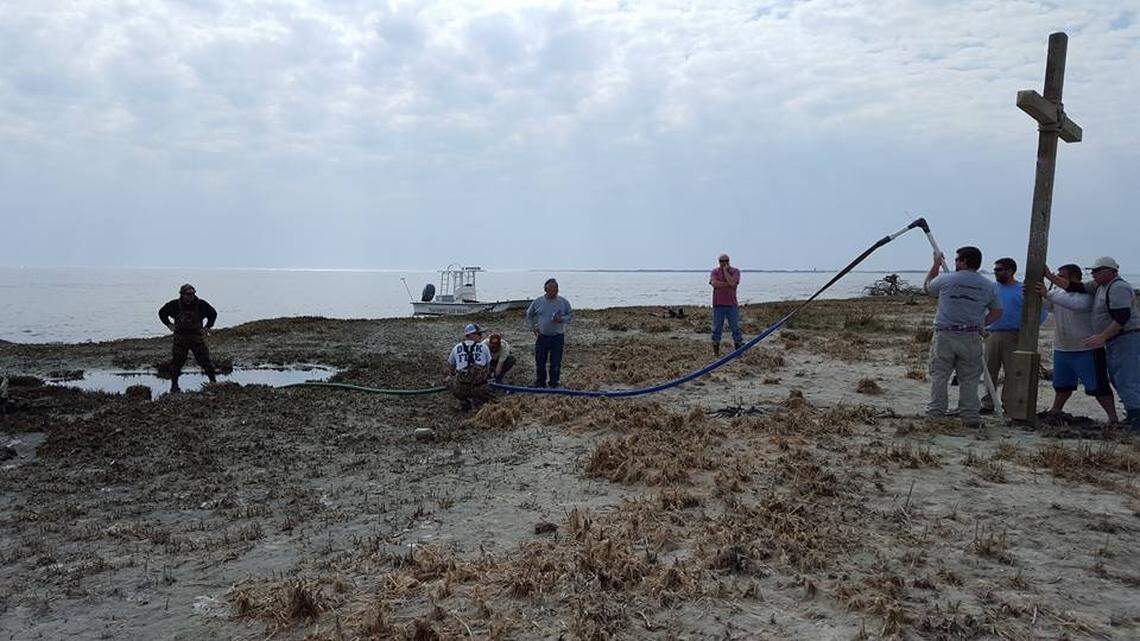 Capt. Aaron Aaron and a group of friends put up a cross as a memorial to their friend, Capt. Richard Baran, who disappeared while hunting in the Hatteras Inlet in North Carolina in January 2016. A few months later Aaron built the cross and put it up. It was lost in a storm and wound up in Fort Lauderdale in February 2019, Aaron and Baran’s sister, Robin Stowe, said.