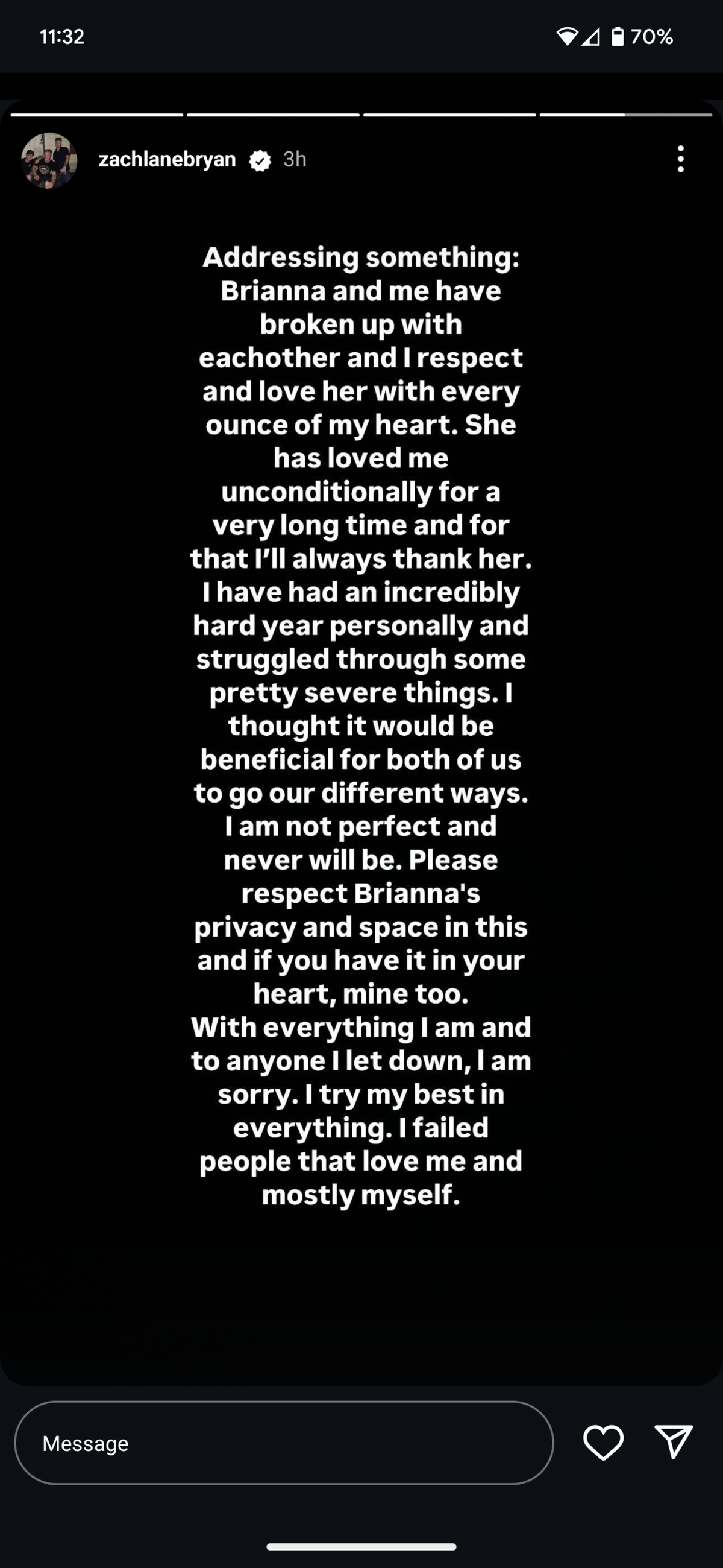 zach bryan instagram story