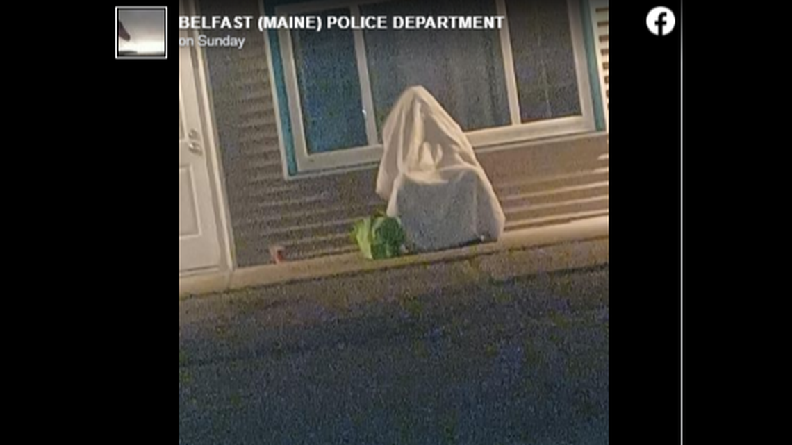 A man attempting to elude police in Belfast, Maine, tried covering himself in a sheet as he sat outside a hotel. He was recognized and arrested, police say.  