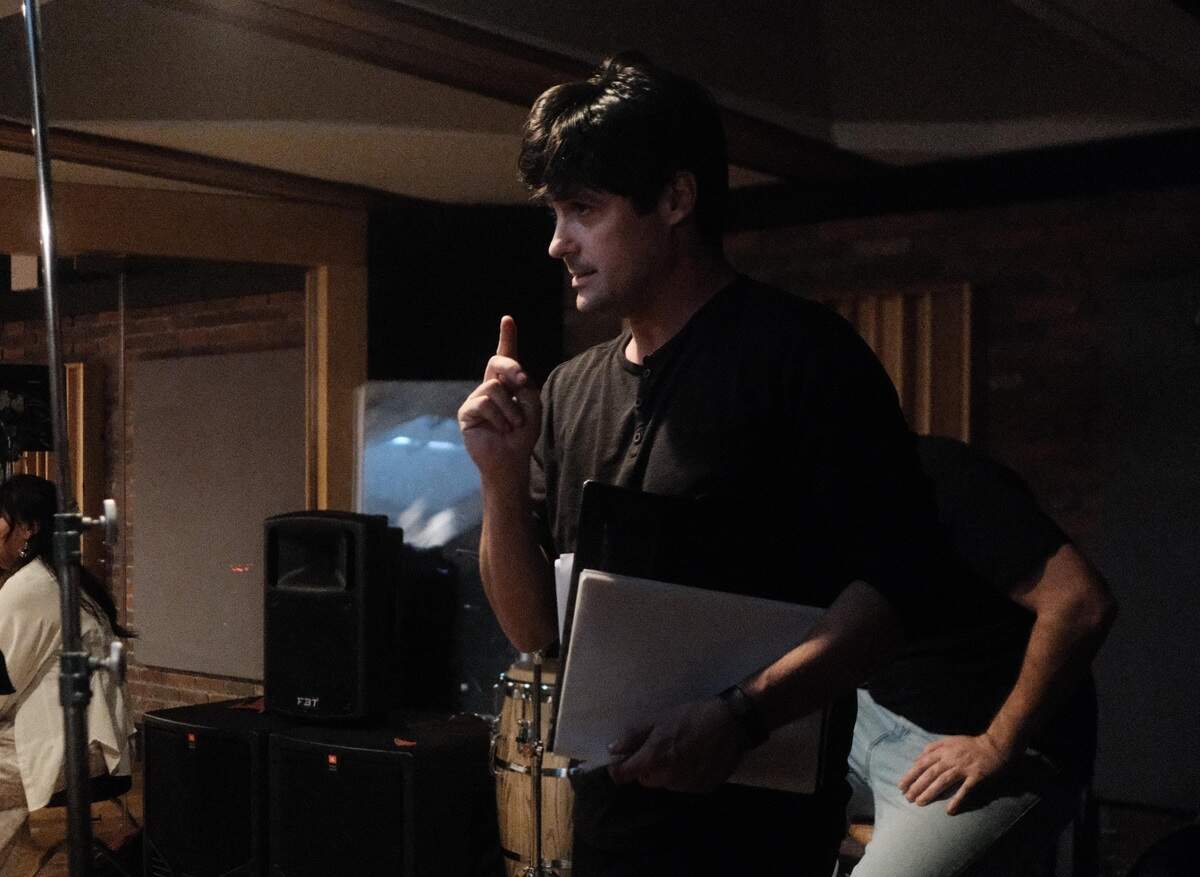 Director Sergio Vizuete on the set of his film “Becoming Vera” shot in Miami.