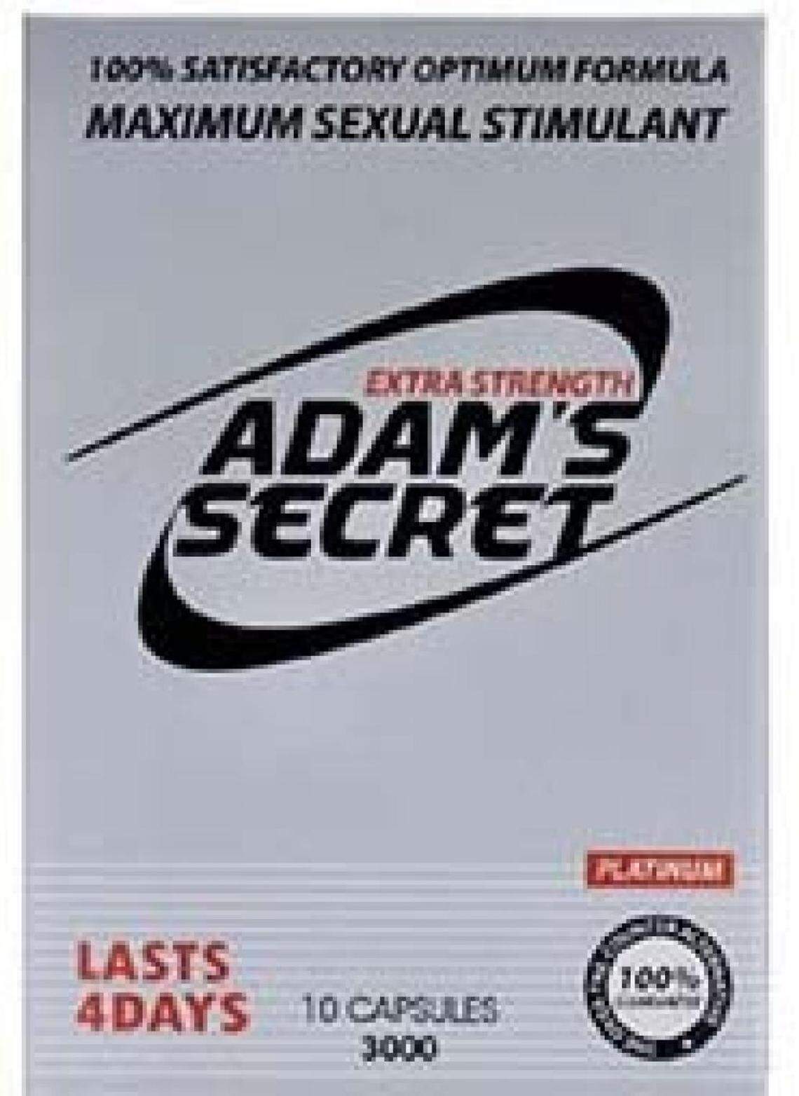 The label to Adam’s Secret Extra Strength 3000 capsules