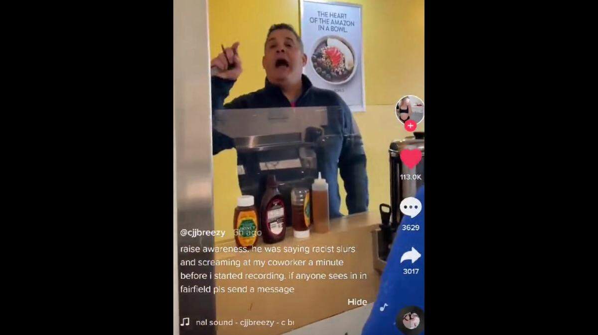 A viral TikTok video captured a man’s racist tirade at a Robeks smoothie shop in Fairfield, Connecticut. He was fired from his financial job at Merrill Lynch.