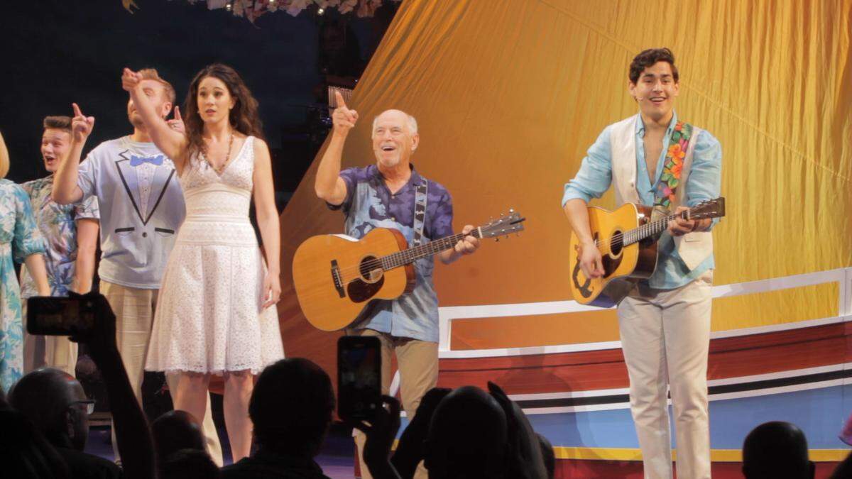 Jimmy Buffett surprises the opening night audience at “Escape to Margaritaville” at Broward Center for the Performing Arts on Nov. 19, 2019.