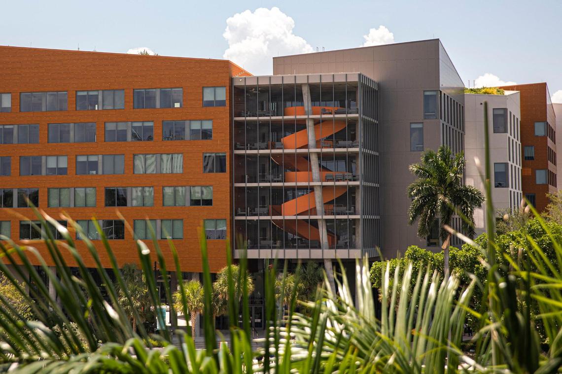 Lakeside Village, an upscale housing complex the University in Miami opened in 2020. It costs more than $23,000 a year to live there. The photo was shot at UM’s Coral Gables campus on July 13, 2022.