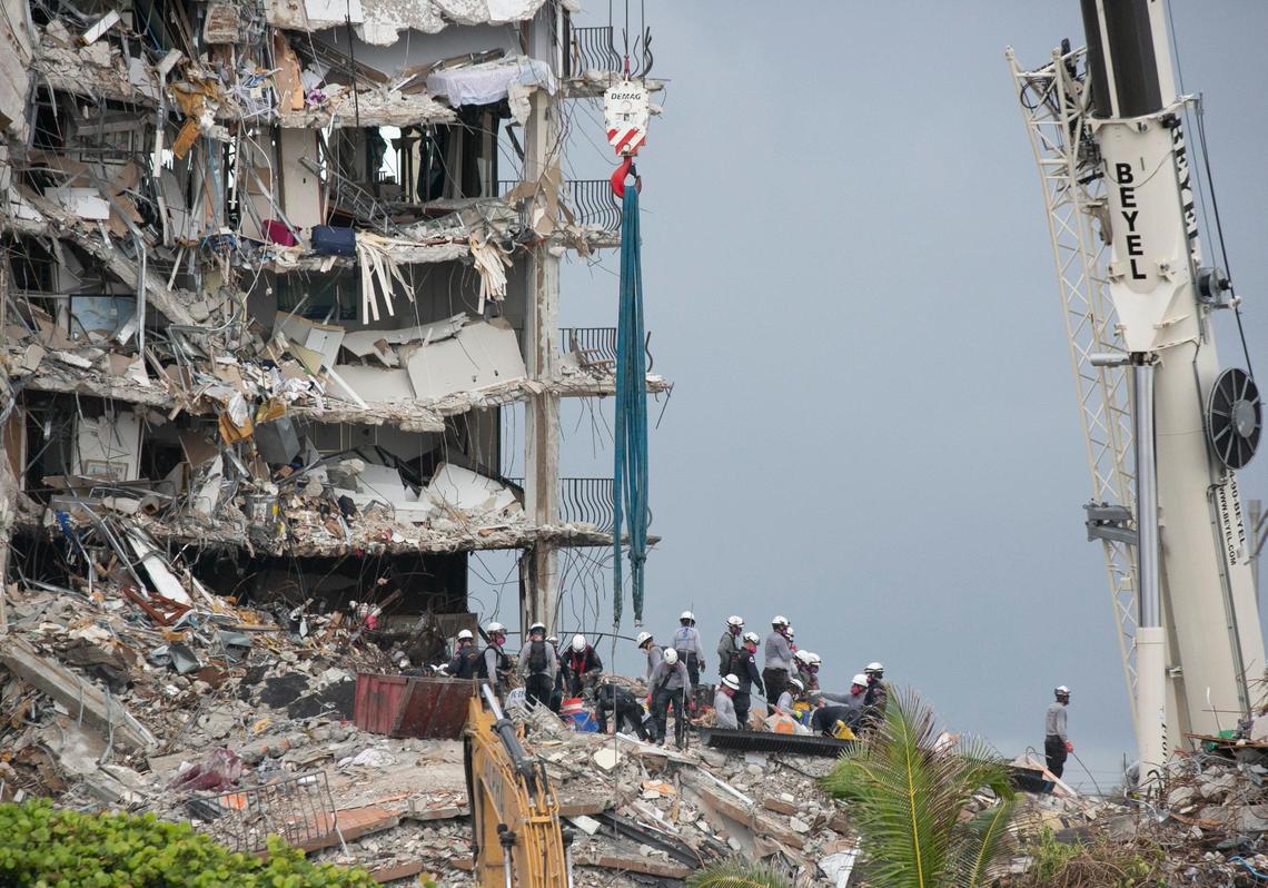 Rescue workers begin seventh day of searching collapsed Surfside condo Wednesday June 30, 2021.
