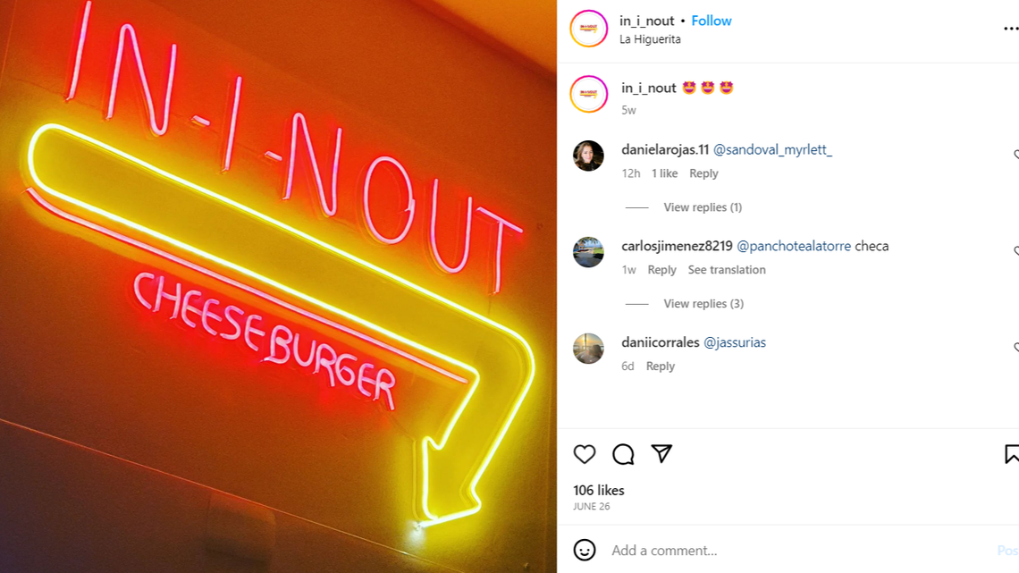 A fast-food restaurant, located in the northwestern Mexican state of Sinaloa, is called In-I-Nout Cheeseburger and not In-N-Out Burger.