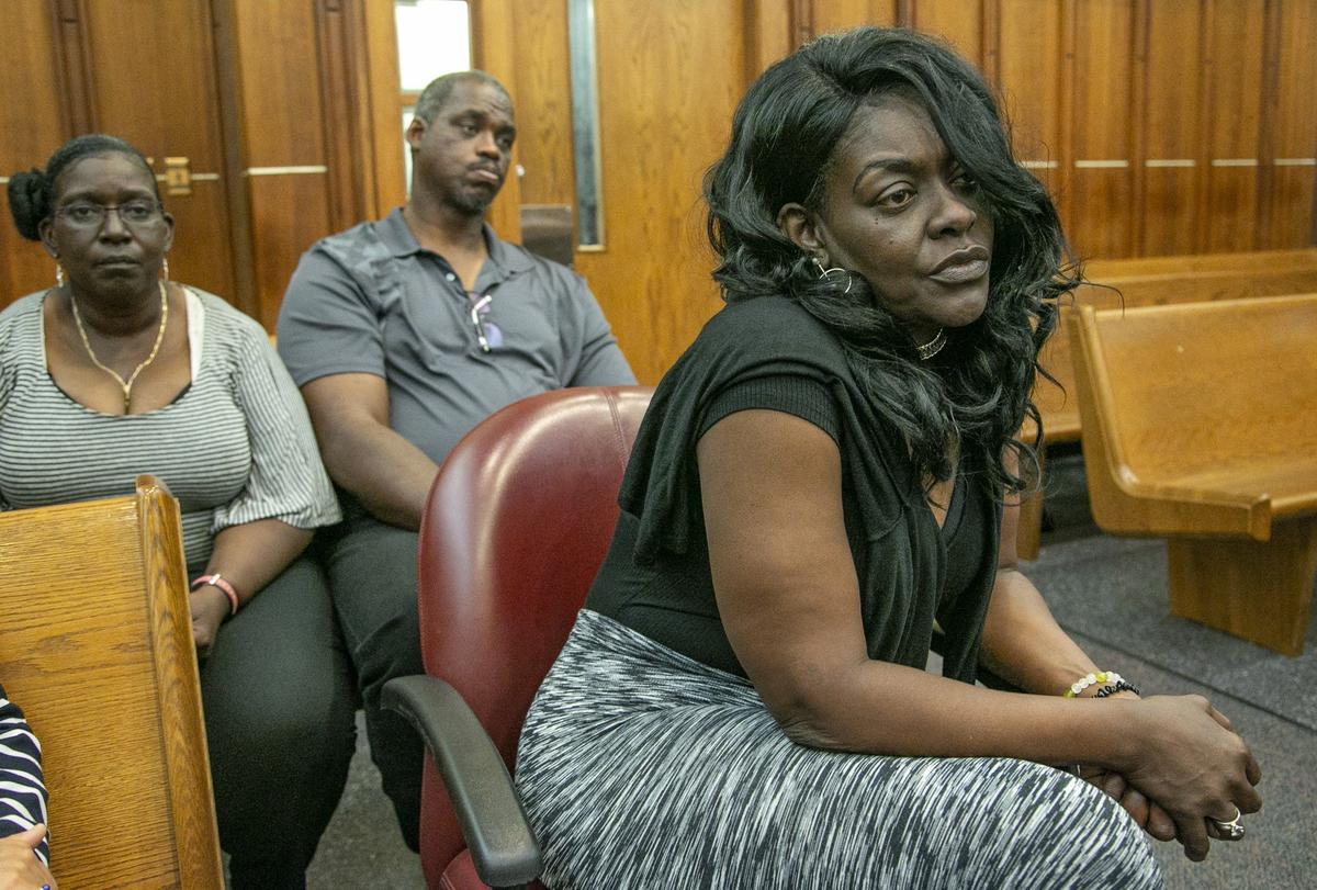 The family of victim Norman Crews, Ryonda Crews-Clark, 53, Christopher Clark, 54, and Cynthia Pearson, 55, listen to an apology from defendant, Schnider Jean, during sentencing at the Richard E. Gerstein Justice Building in Miami on Friday, April 5, 2019. Schnider killed an 11-year-old boy in a drag racing crash, then killed Crews in another crash a few months later.