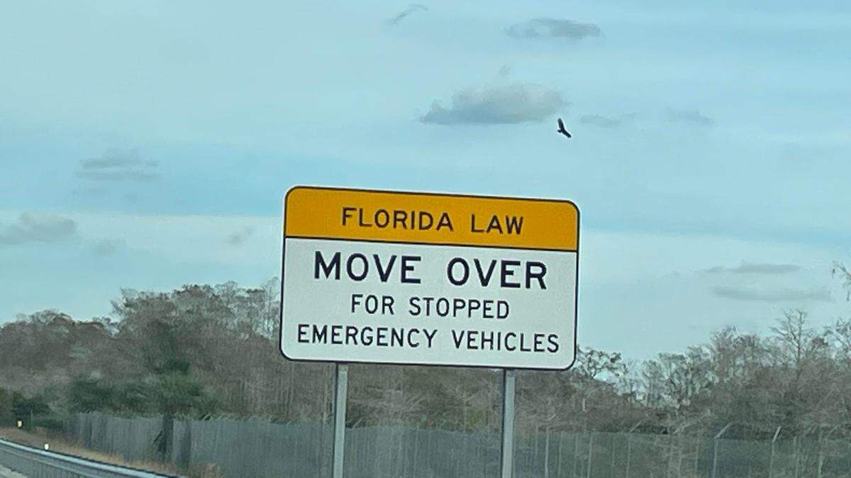 A “Move Over” sign on Alligator Alley in Florida.