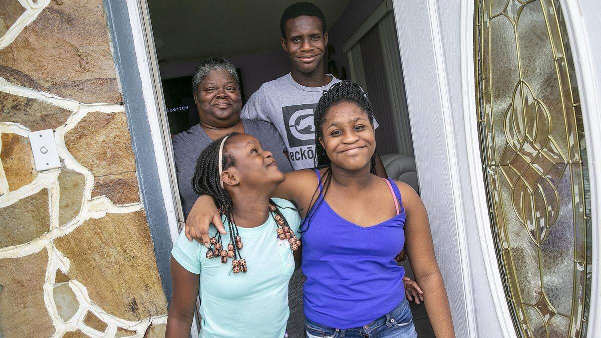 Merry White, with grandson Jaylin Jean Baptiste, and granddaughters Jakryia Jean Baptiste, front left, and Janya Jean Baptiste.