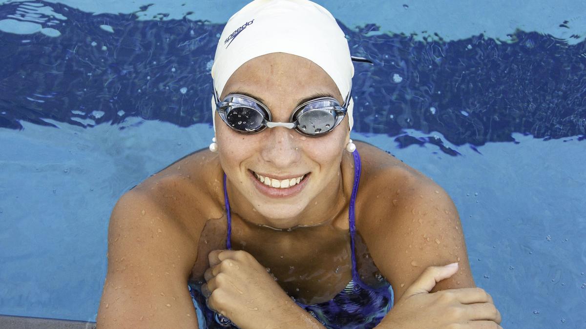 Gulliver Prep senior Emily Cordovi, 17, during varsity 1 practice at the Gulliver Aquatic Center at Gulliver Preparatory in Pinecrest, FL, on Thursday, Sept. 20, 2018.