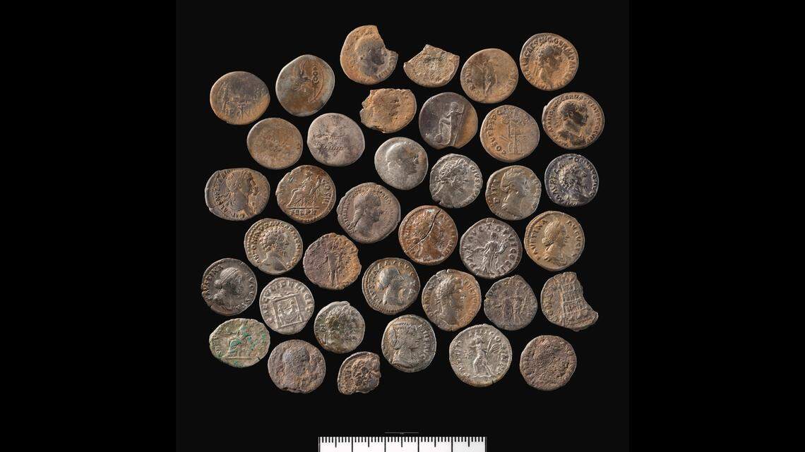 The coins date to between 32 B.C. and 270 A.D., experts said.