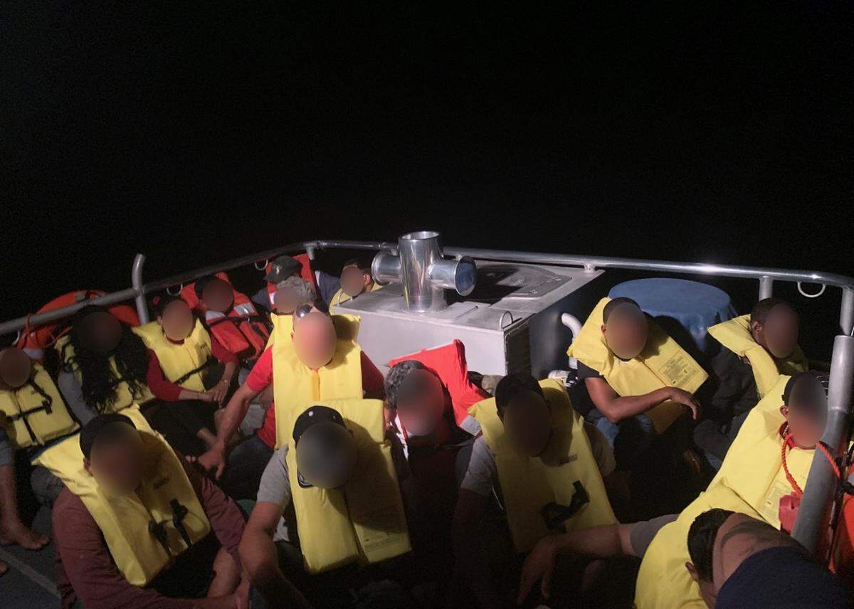 The U.S. Coast Guard said it caught these Cuban migrants headed to shore outside of Key West on July 27, 2019.