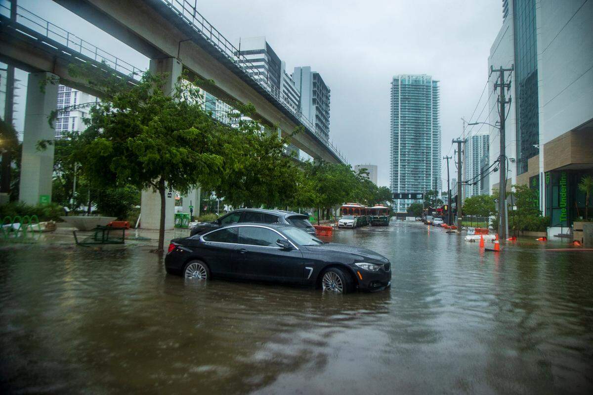 Massive rainfall from the Tropical Storm Alex caused serious floods leaving cars and businesses flooded Saturday morning in the Brickell area near downtown Miami as South Florida is expected to see a total of six to 10 inches of rain Saturday, with some isolated areas seeing up to 15 inches of rain. on Saturday June 04, 2022.