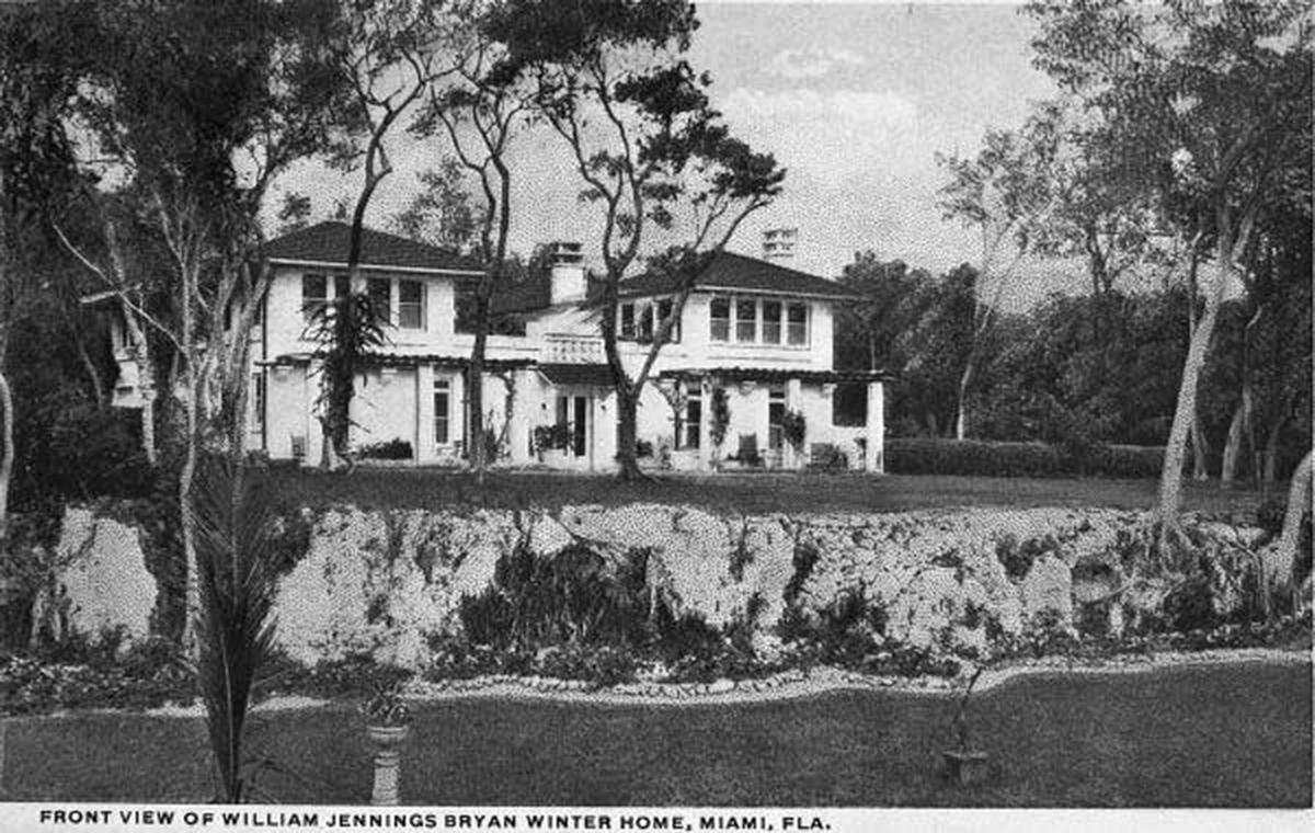 Villa Serena, the Miami home of William Jennings Bryan, seen in 1944, sits atop a limestone ridge at the edge of Biscayne Bay near the Vizcaya Museum and Gardens.