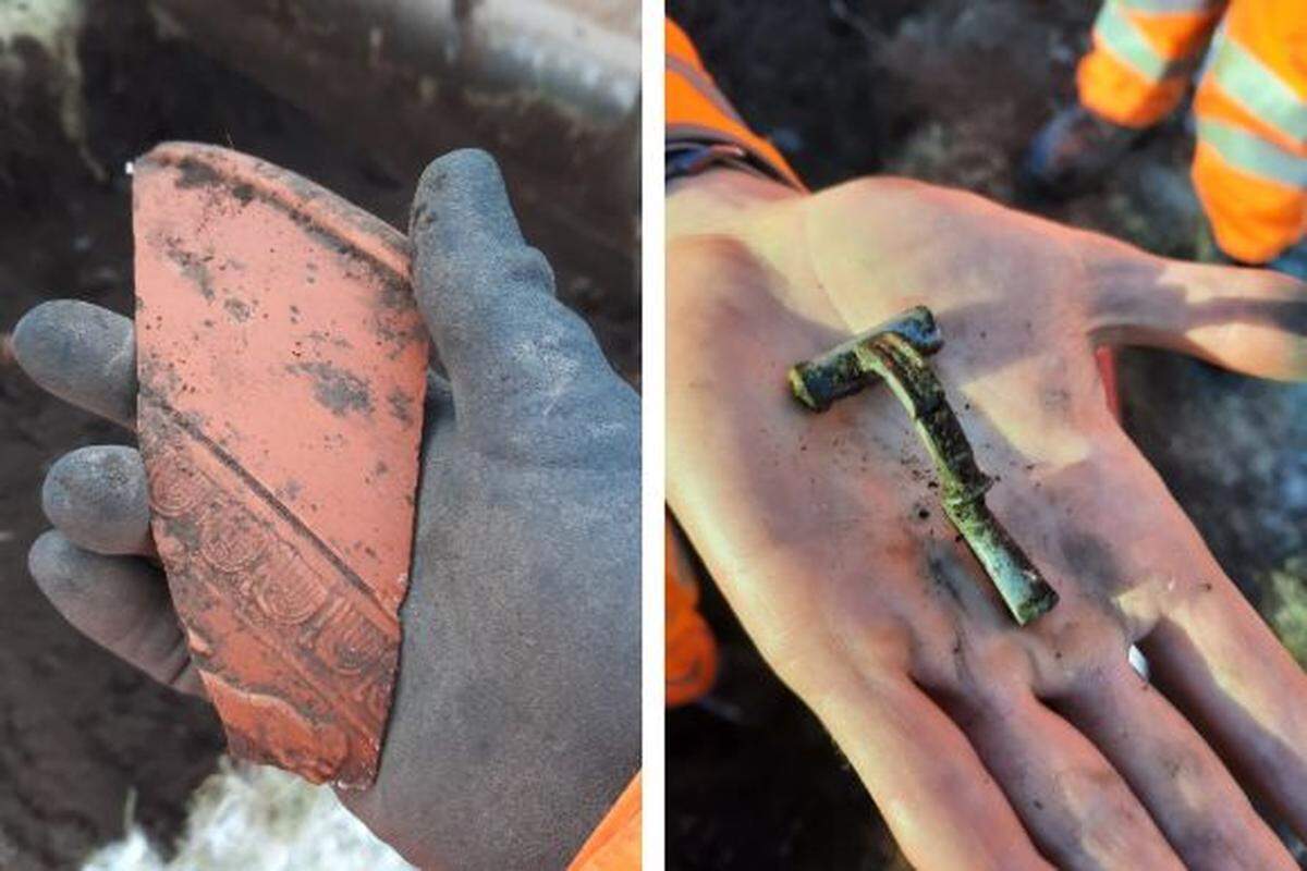 “Luxurious” Roman tableware and an ancient copper brooch.