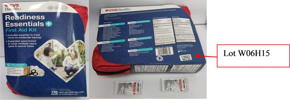 CVS Home First Aid Kit, sold at CVS and Navarro stores.