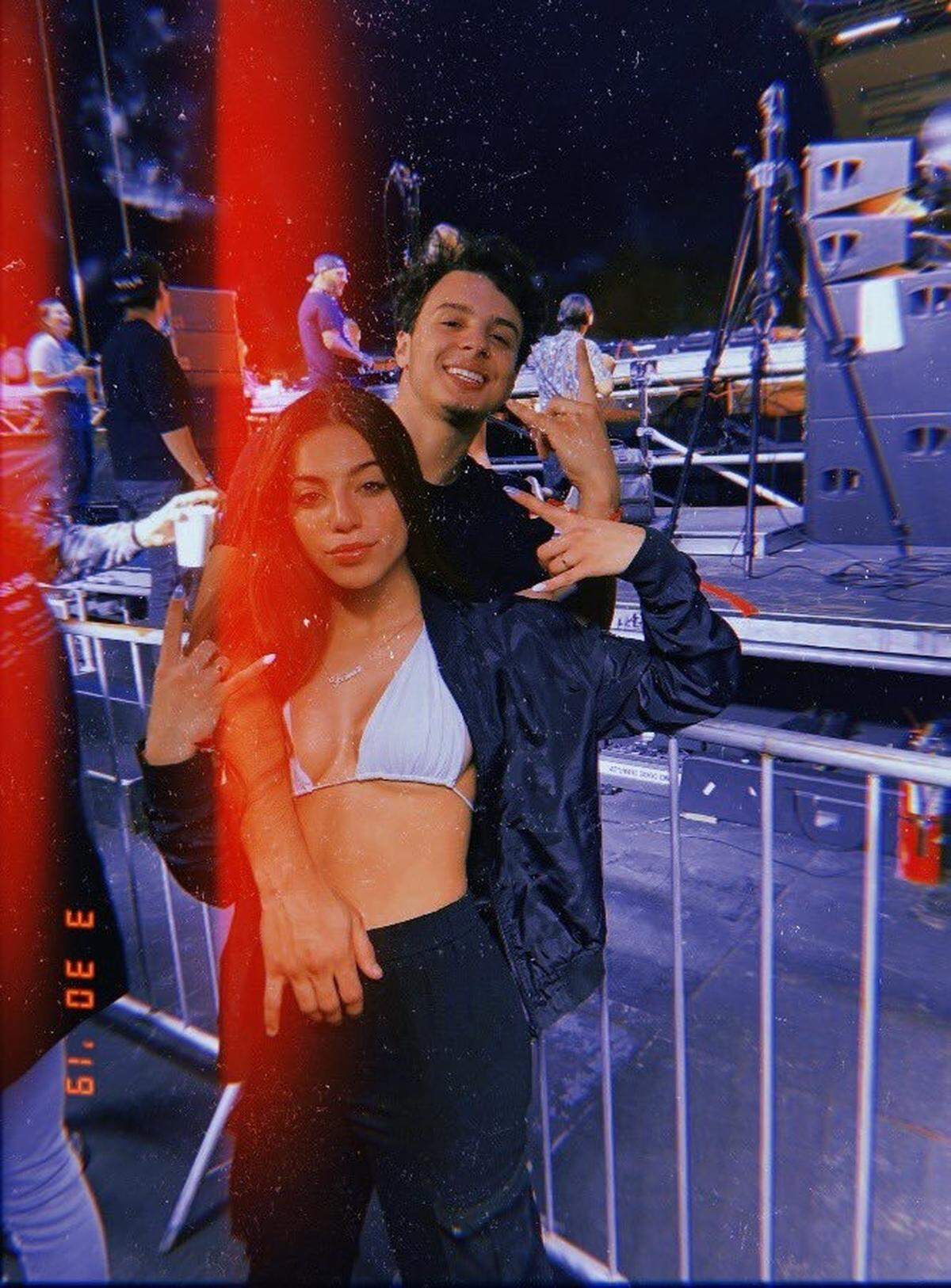 Sean Mesa, 19, and his girlfriend, Yadessa Lacayo, in a photo on Twitter. Prosecutors say the images show he violated the conditions of his house arrest.