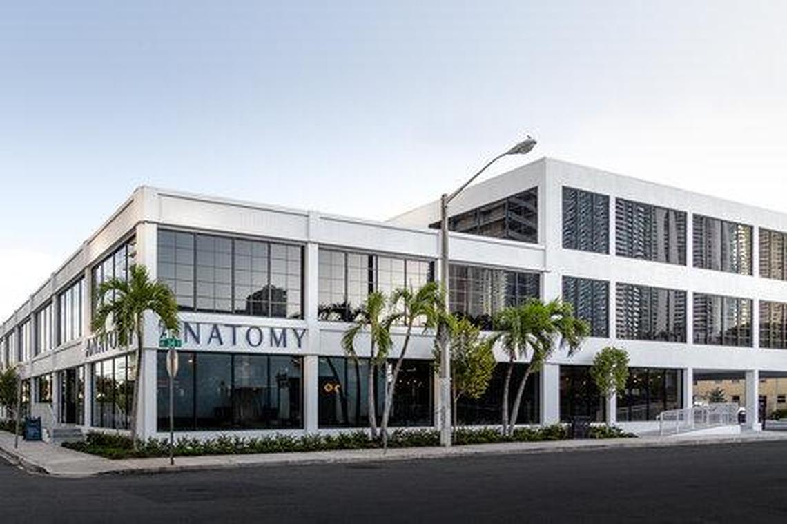 Developer Avra Jain converted a 1962 warehouse on the edge of Midtown Miami into office and commercial space. An Anatomy gym occupies the first floor.