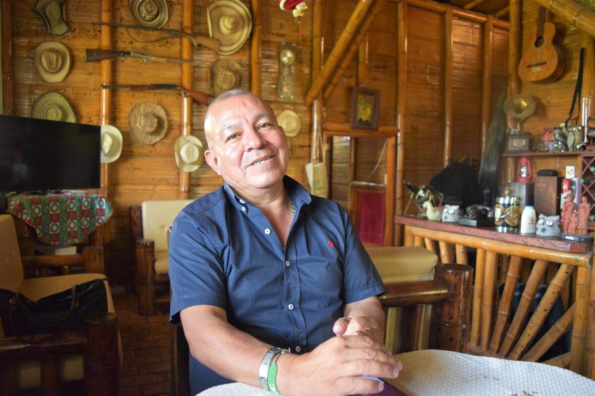 Nilson Liz Marin is a community leader and advocate for farmers in Cauca, Colombia. After surviving assassination and kidnapping attempts, the government provided him with two bodyguards.