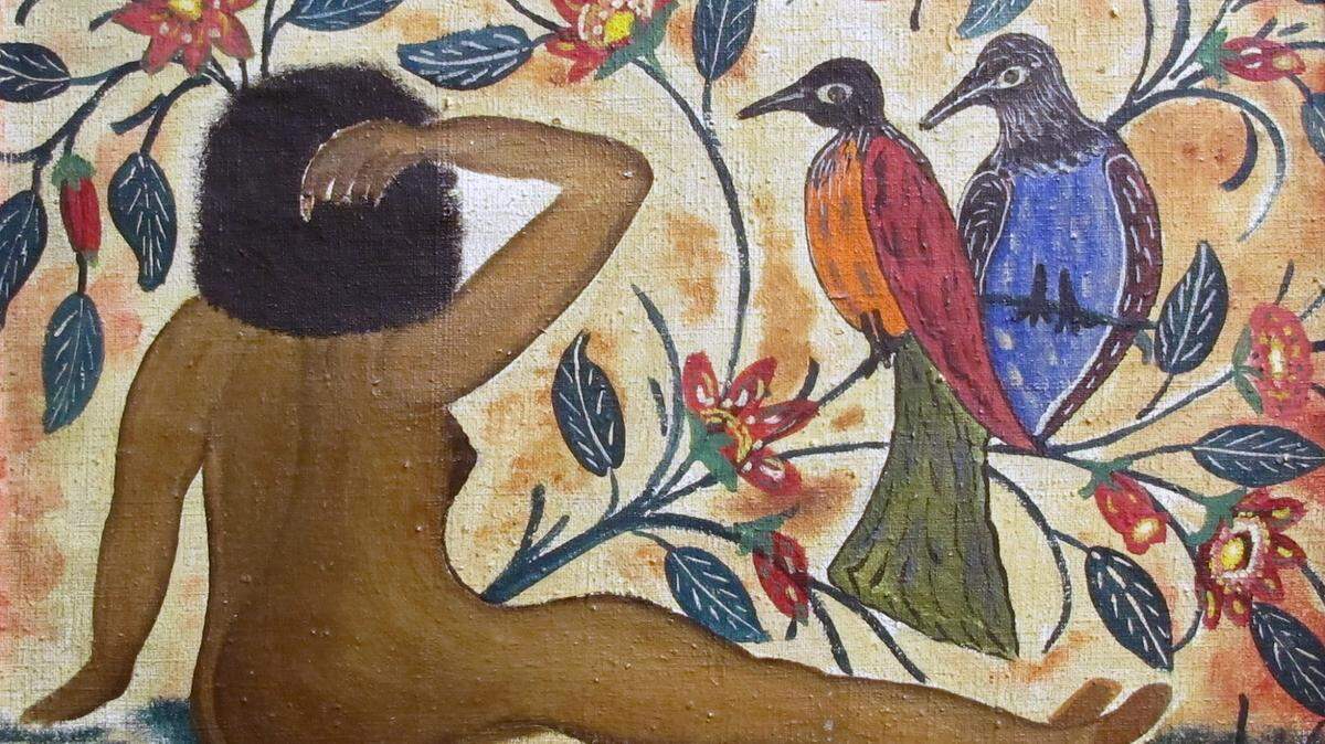 Hector Hyppolite’s ‘Femme nue avec oiseaux’ (1946), oil on canvas.