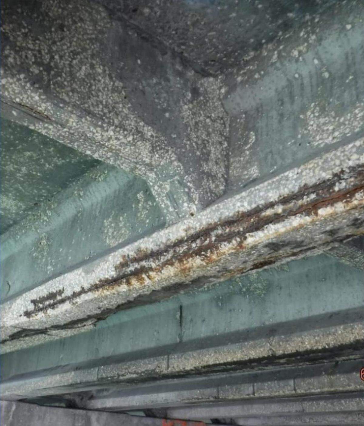 Corrosion underneath the MacArthur Causeway East Bridge.