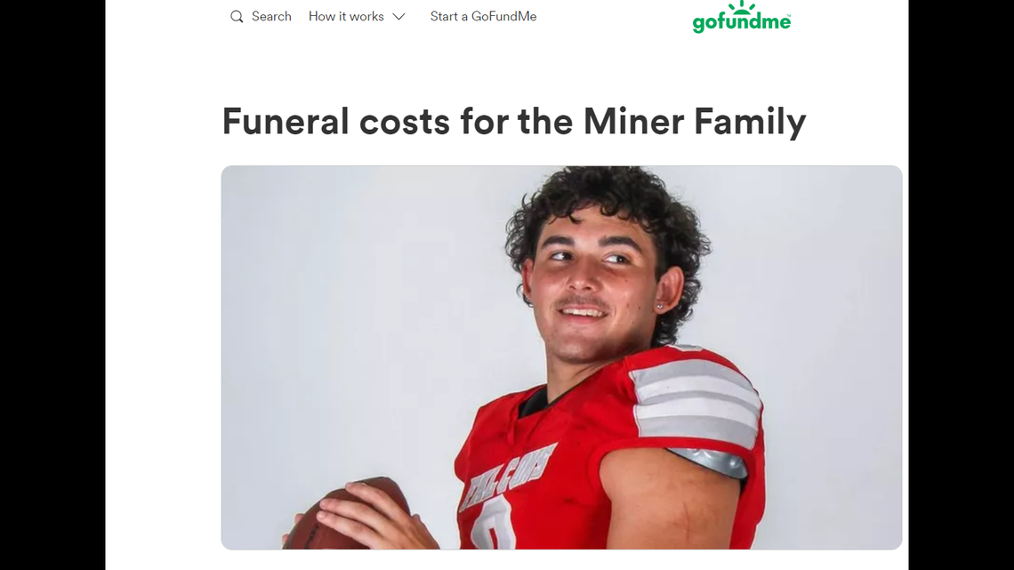 18-year-old football player Nick Miner died after a car hit his pickup truck, officials said.