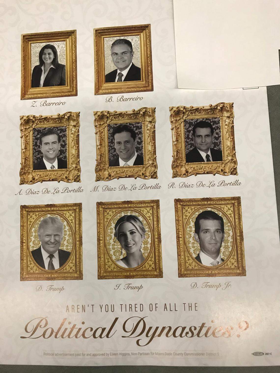 A campaign mailer for Eileen Higgins, the lone Democrat running in a four-person primary in May 2018 for the nonpartisan seat once held by Bruno Barreiro. She won, and her campaign manager is trying to get another Democrat, Daniella Levine Cava, elected Miami-Dade mayor in 2020.