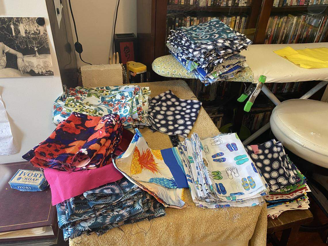 This is a sampling of the face masks Gary “Sushi” Marion and friends have made as a fundraiser for out of work drag performers in Key West.