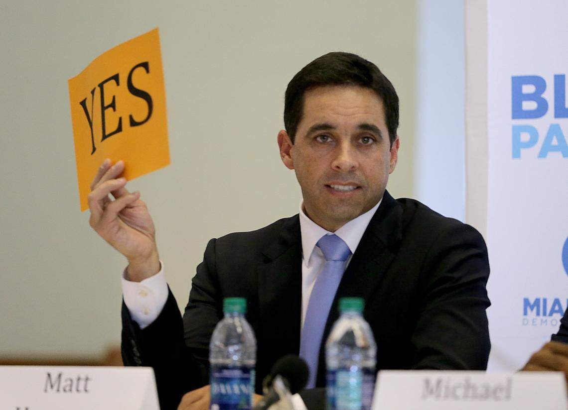 Candidate Matt Haggman answered yes to abolish ICE during a District 27 Congressional Democratic Primary Debate  at St. Stephen's Episcopal Church in Coconut Grove on Thursday, July 19, 2018.