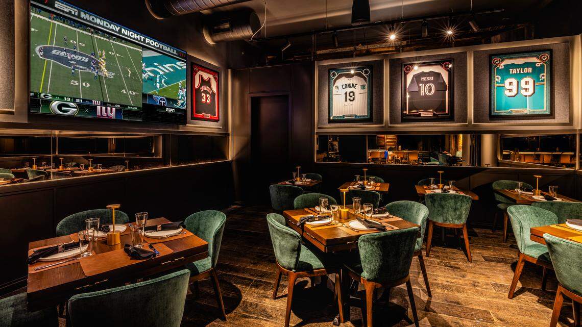 The private Florida Legends dining room at D’s Sports Bar, next door to Daniel’s, A Florida Steakhouse in Fort Lauderdale.