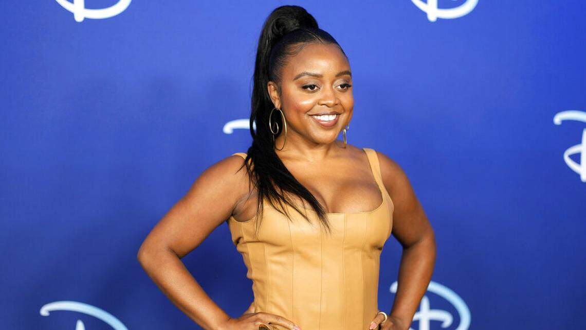 Quinta Brunson, the star and creator of “Abbott Elementary,” attends the Disney 2022 Upfront presentation at Basketball City Pier 36 on Tuesday, May 17, 2022, in New York.