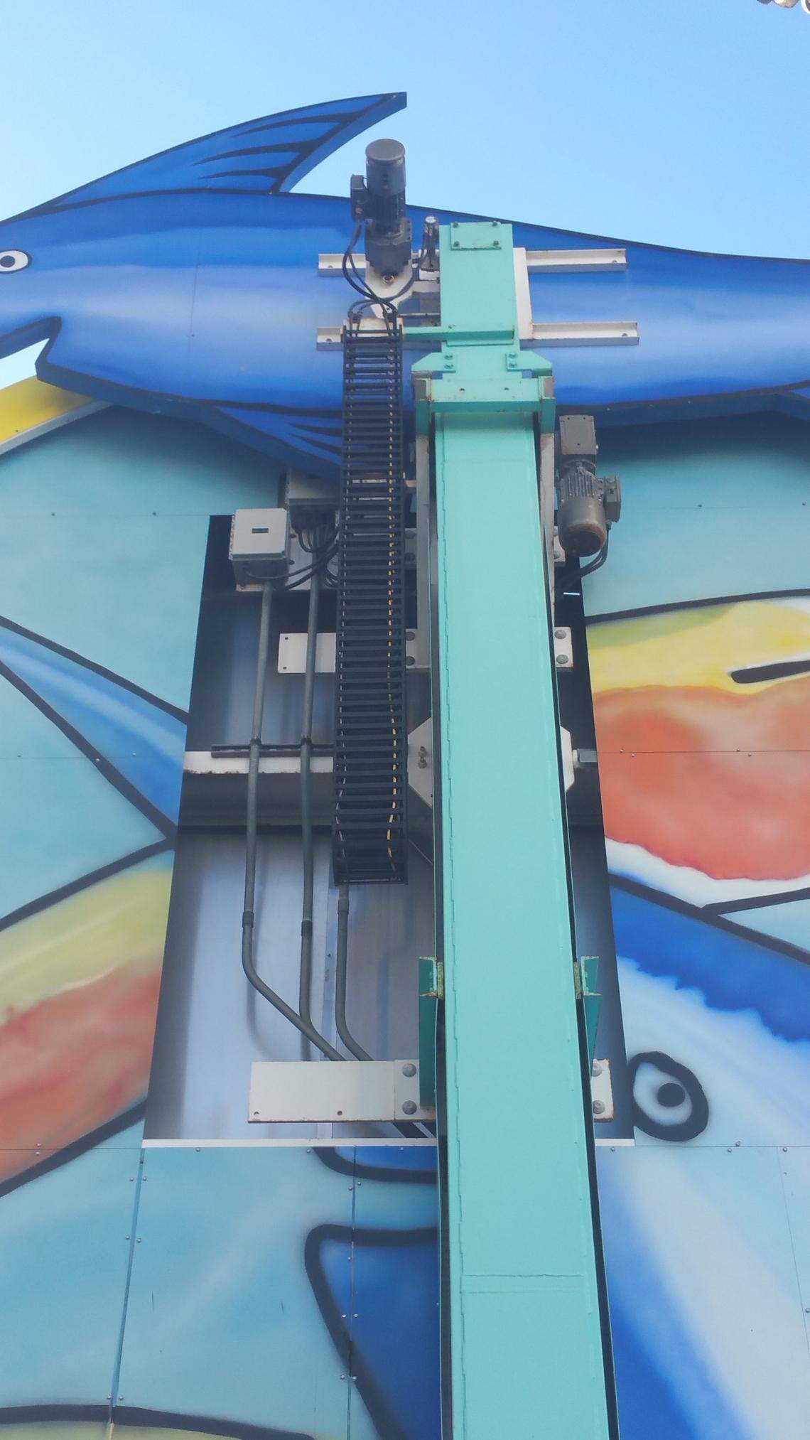 The beginning of the end for Homer, at least temporarily. A piece of equipment dismantles the front of the Marlins Park home run sculpture, which will be reassembled in a plaza outside the stadium. The photo was taken by Miami-Dade’s Cultural Affairs office, which oversees the county-owned piece of art.