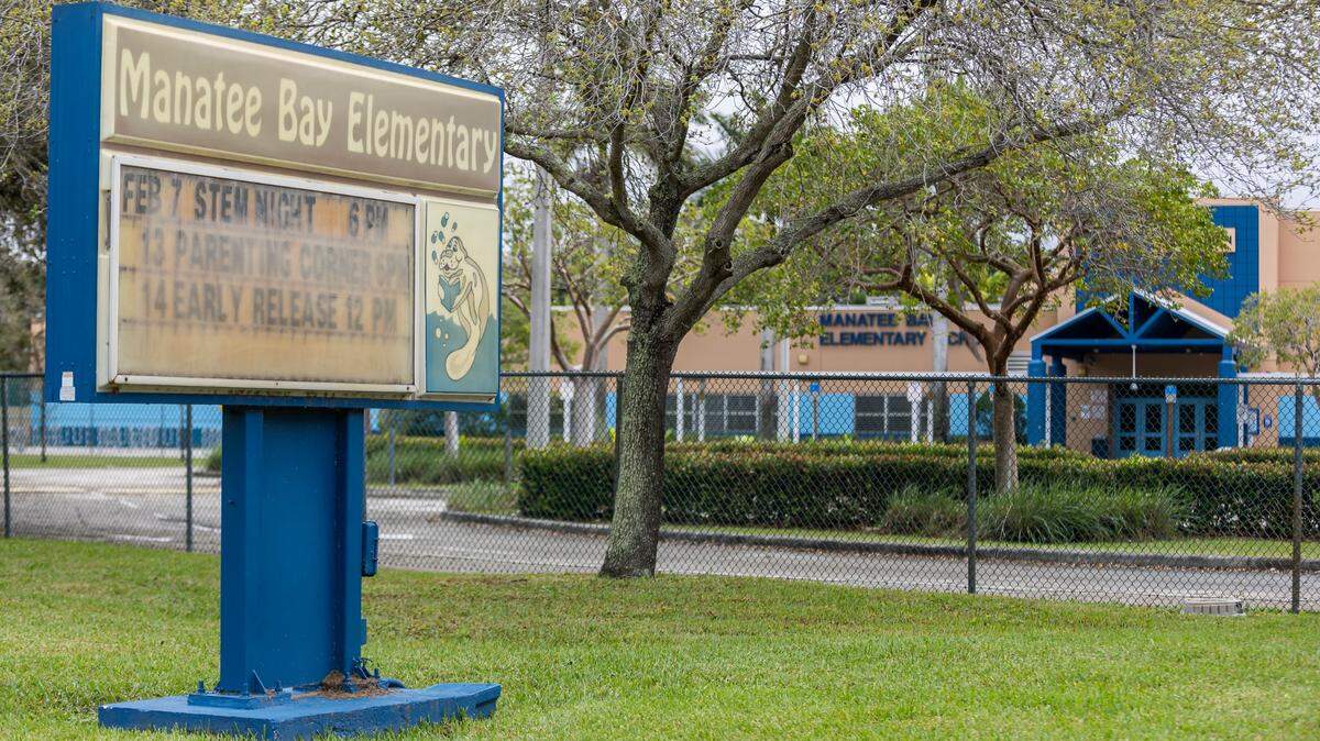 An exterior view of Manatee Bay Elementary School on Monday, Feb. 19, 2024, in Weston, Fla. The Florida Department of Health is investigating a measles outbreak after the Broward County Public Schools confirmed there were at least four cases at the school.