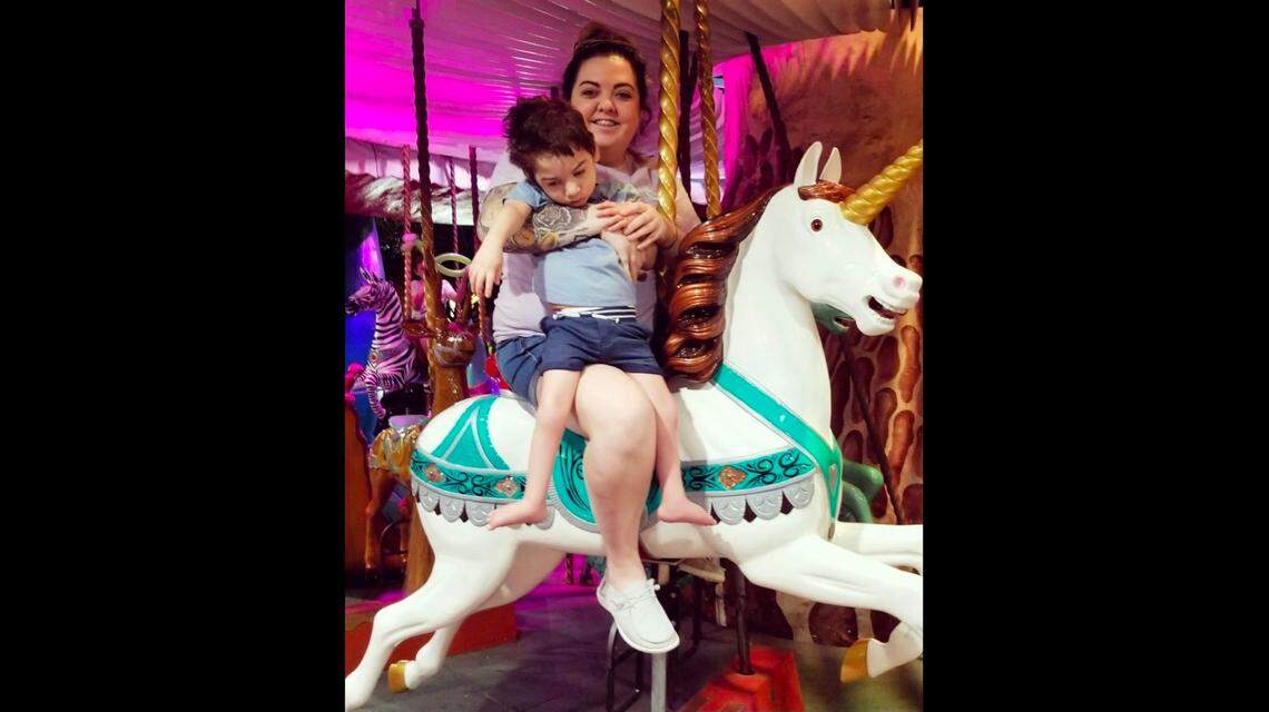 Leanne Lewis and her son, BradyJ Lee Yarbrough, who has since died.