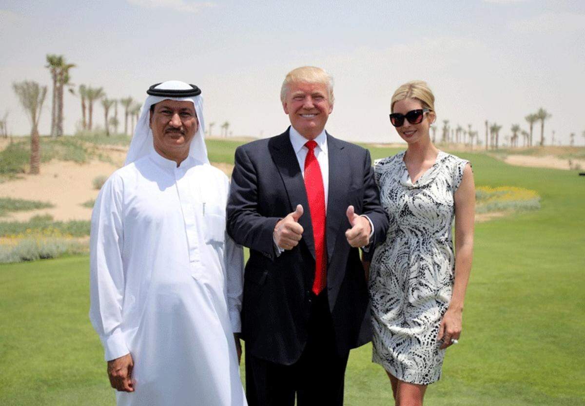Hussain Sajwani, Donald Trump and Ivanka Trump. Sajwani won the bid for the land where Champlain Towers South collapsed in June, killing 98 people.