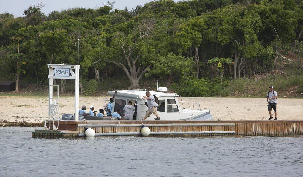 Jeffrey Epstein is believed to have owned both Great St. James and Little St. James. On July 25, 2019, while Epstein was under arrest in a Manhattan jail cell, workers could be seen leaving Great St. James boarding a boat that would take them back to the mainland.