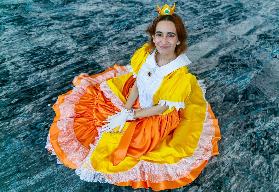 Angela Alvarez cosplays as Princess Daisy from the video game ‘Super Mario Land.’