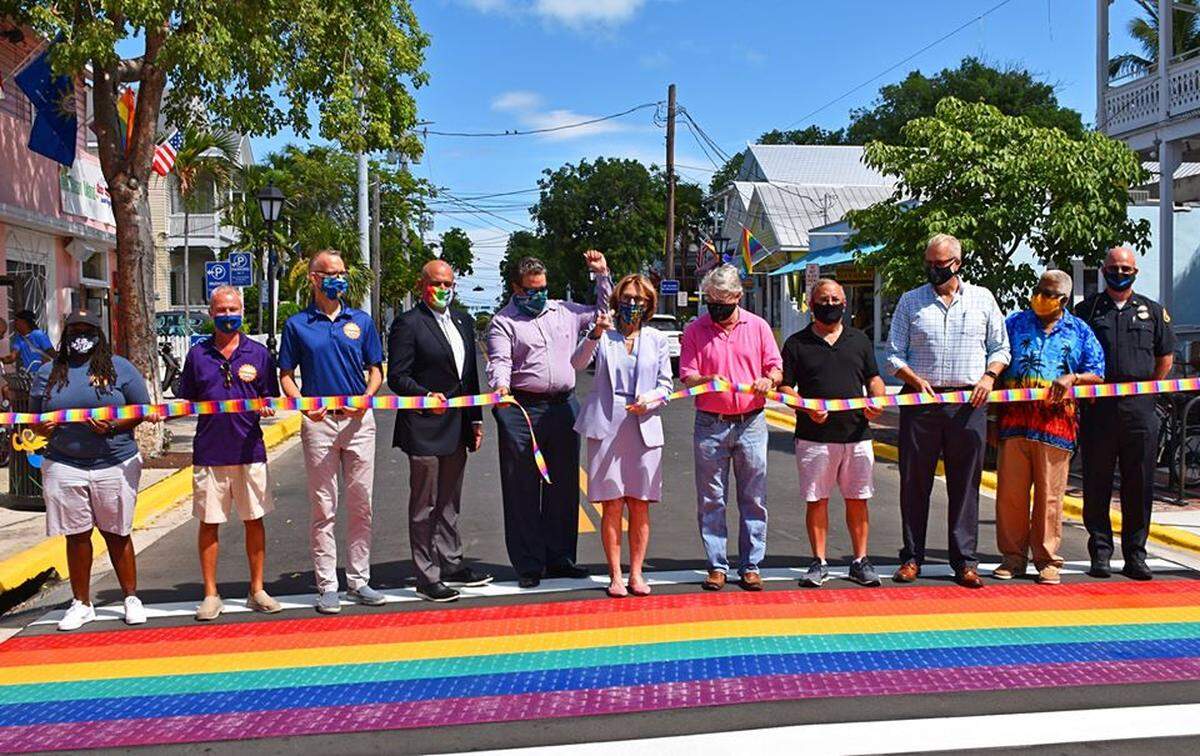 City of Key West officials celebrated the installation of rainbow-colored crosswalks on Monday, June 15, 2020.